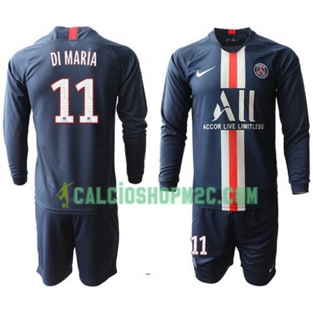 Paris Saint Germain Di Maria 11 Bambino Maglia Prima 2019/2020 Manica Lunga (+ Pantaloncini)